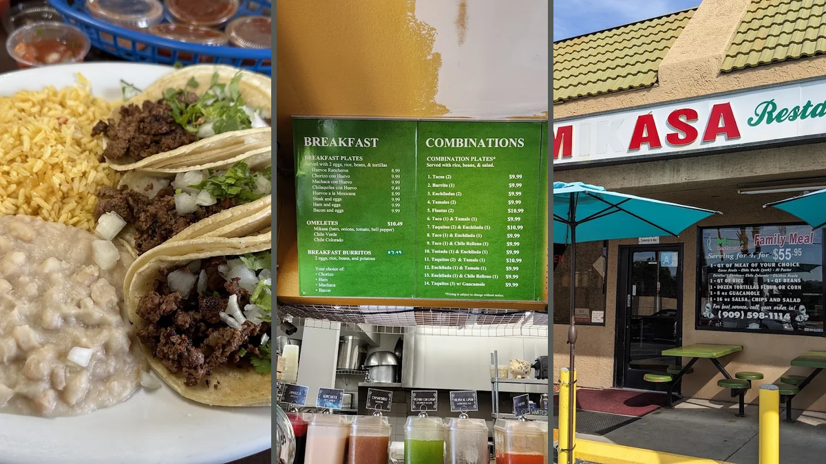 Simple home-style Mexican food on display.