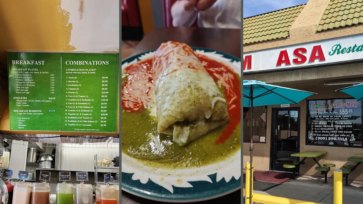A spread of tacos, burritos, and rice.
